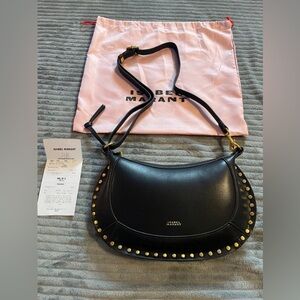 🦋🖤 ISABEL MARANT🖤🦋 OSKAN MOON Bag Dark Green Studded Leather Crossbody